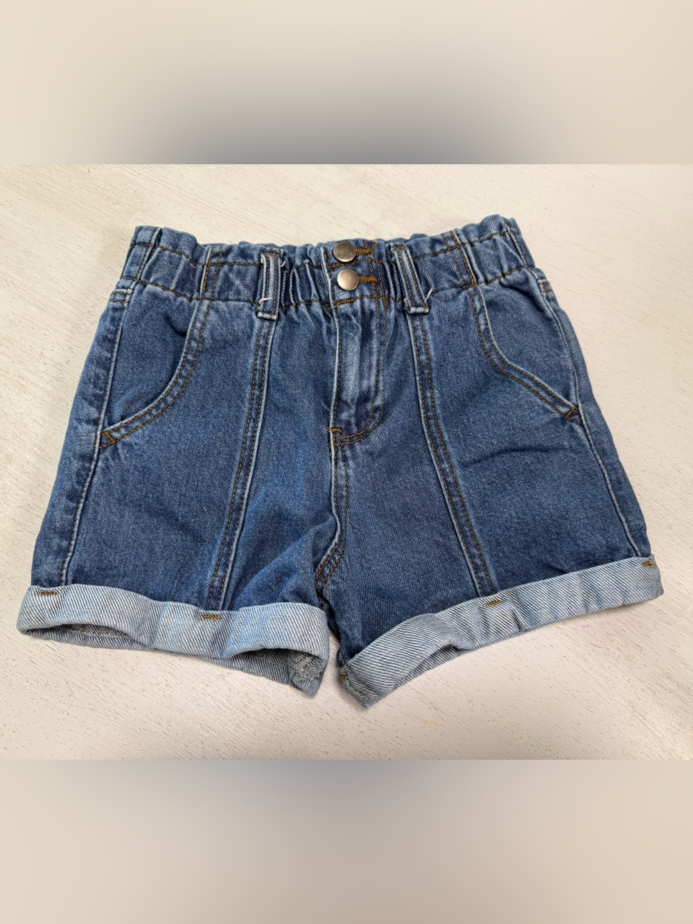 Denim Rolled-Hem Kid Shorts - Blue